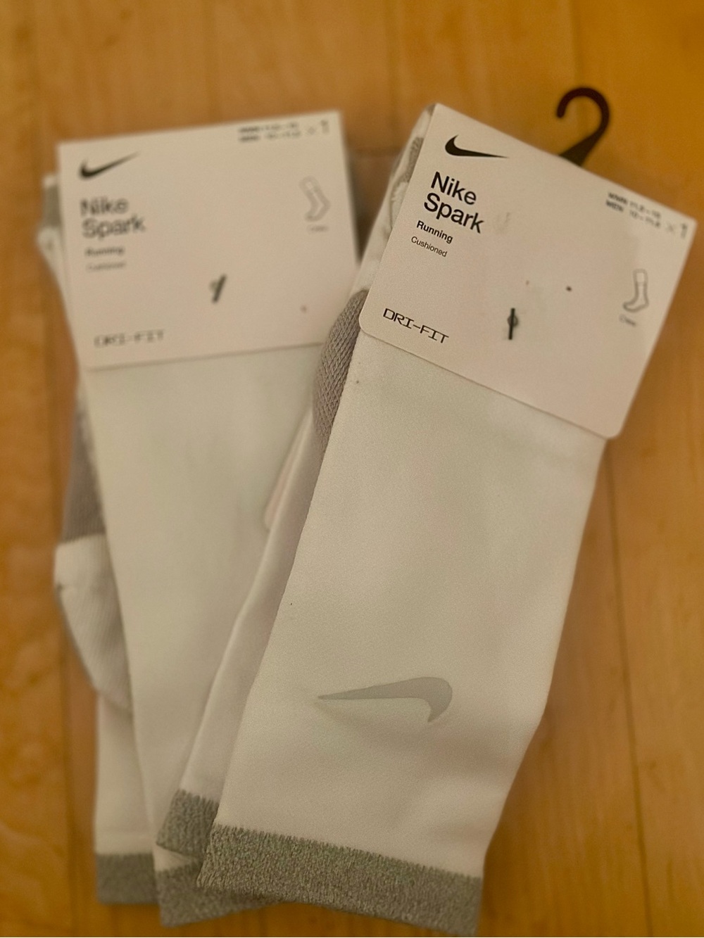 2 pairs of Nike Spark Men's Crew Athletic Socks in White and Gray